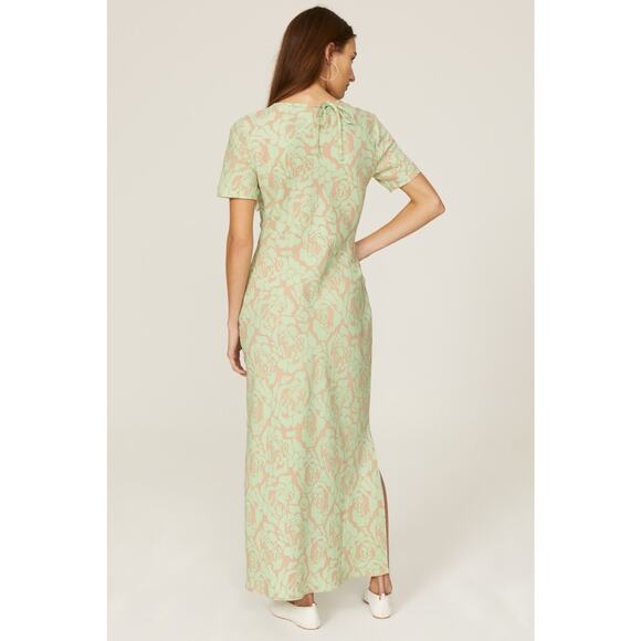 SAUNDERS COLLECTIVE Green Rose Printed Floral Crewneck Luna Maxi Dress Size 2 - Picture 4 of 16